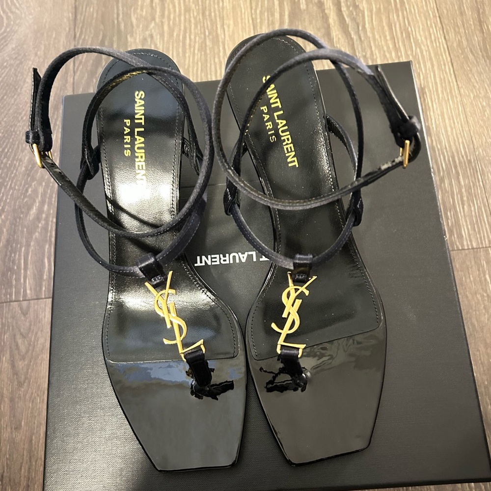 Sold Saint Laurent Navy and Gold Women's Sandals